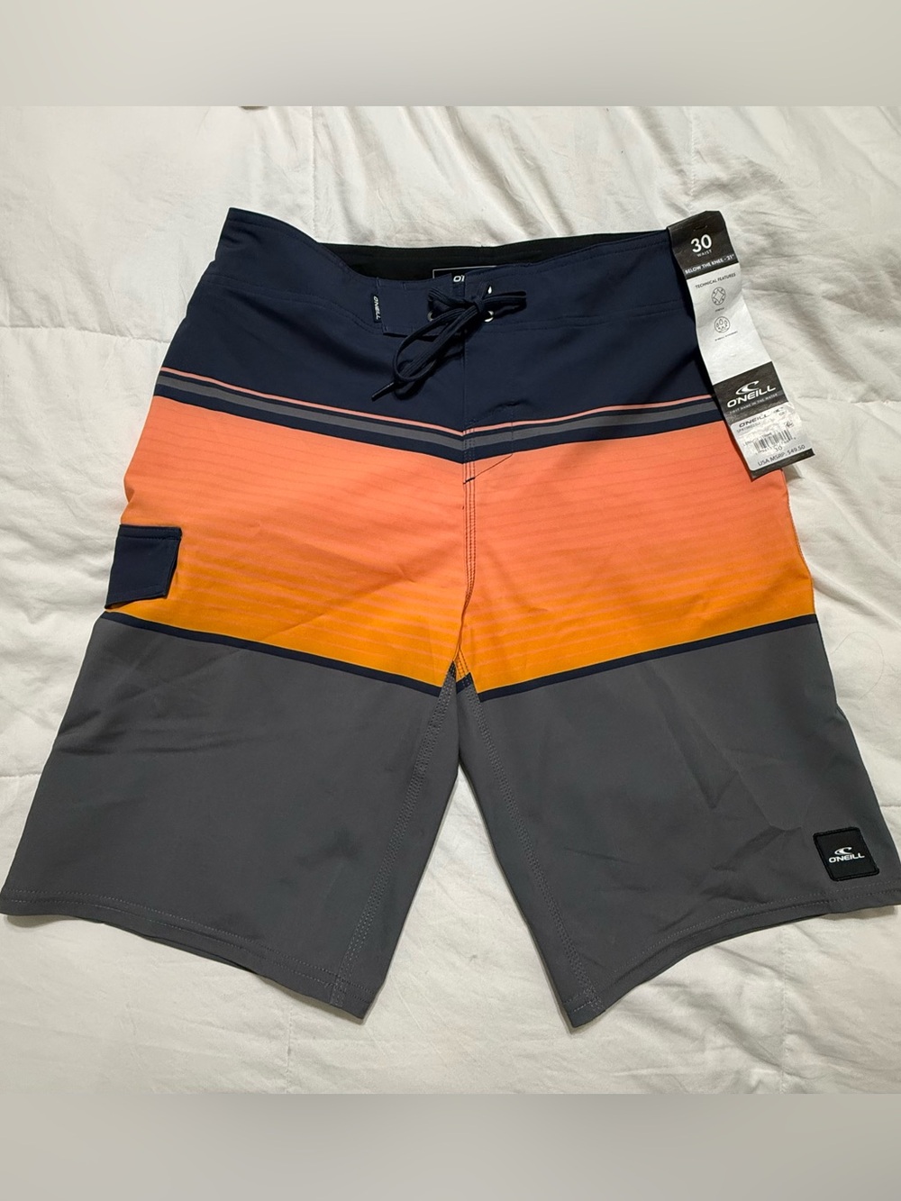 O'Neill Men's Navy Orange Gray Gradient Colorblock Boardshorts NEW